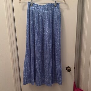 Blue Polka Dot Pleated Skirt